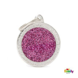 MyFamily Circle Glitter Tag Pink - Mutts & Co.