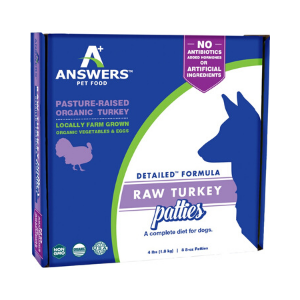 Answers Pet Food Detailed Formula Turkey Raw Frozen Dog Food 4lb 8oz Patties - Mutts & Co.