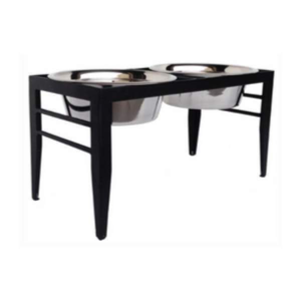 Pets Stop Chariot Double Diner Raised Feeder Black - Mutts & Co.
