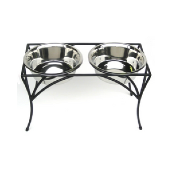 Pets Stop Arbor Double Diner Raised Feeder Black - Mutts & Co.
