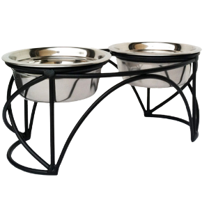 Pets Stop Arch Cross Double Diner Feeder Black - Mutts & Co.