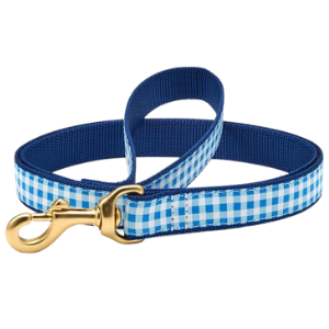 Up Country Blue Gingham Dog Lead - Mutts & Co.