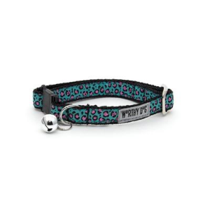 The Worthy Dog Cheetah Teal Cat Collar - Mutts & Co.