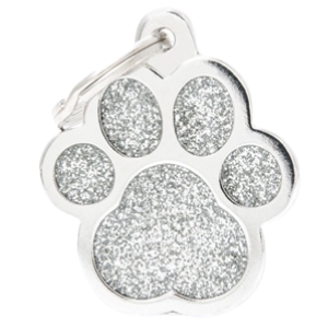 MyFamily Paw Glitter Tag Grey - Mutts & Co.