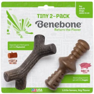 Benebone Bacon Flavored Zaggler Tough Dog Chew Toy, Tiny, 2 count - Mutts & Co.