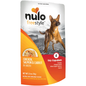Nulo Freestyle Grain-Free Chicken, Salmon & Carrot in Broth Dog Food Topper, 2.8 oz - Mutts & Co.