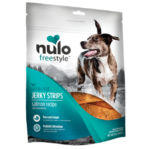 Nulo Freestyle Jerky Strips Salmon with Strawberries Dog Treat 5 oz. - Mutts & Co.
