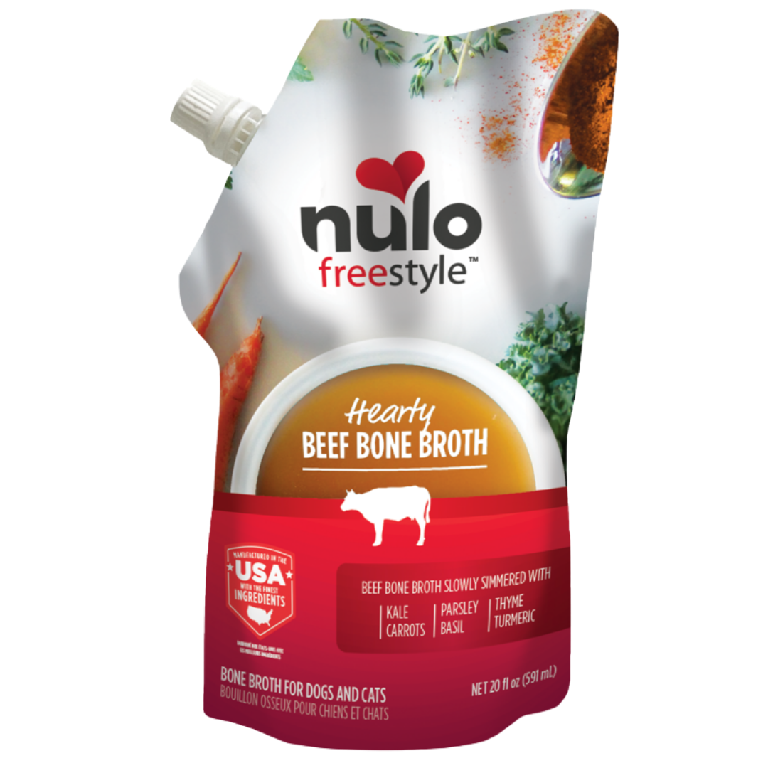 Nulo Freestyle Grain-Free Hearty Beef Bone Broth Dog & Cat Food Topper, 20 oz - Mutts & Co.