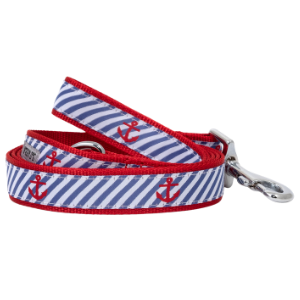 The Worthy Dog Navy Stripe Anchor Dog Lead - Mutts & Co.