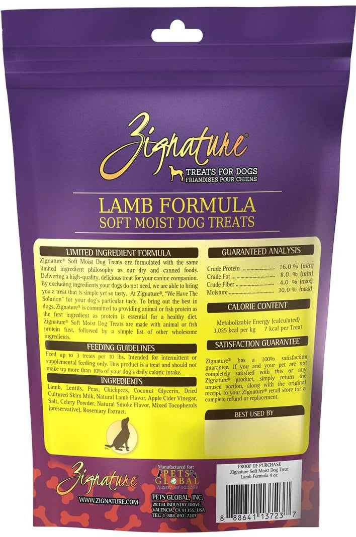 Zignature Lamb Formula Soft & Chewy Dog Treats 4 oz - Mutts & Co.