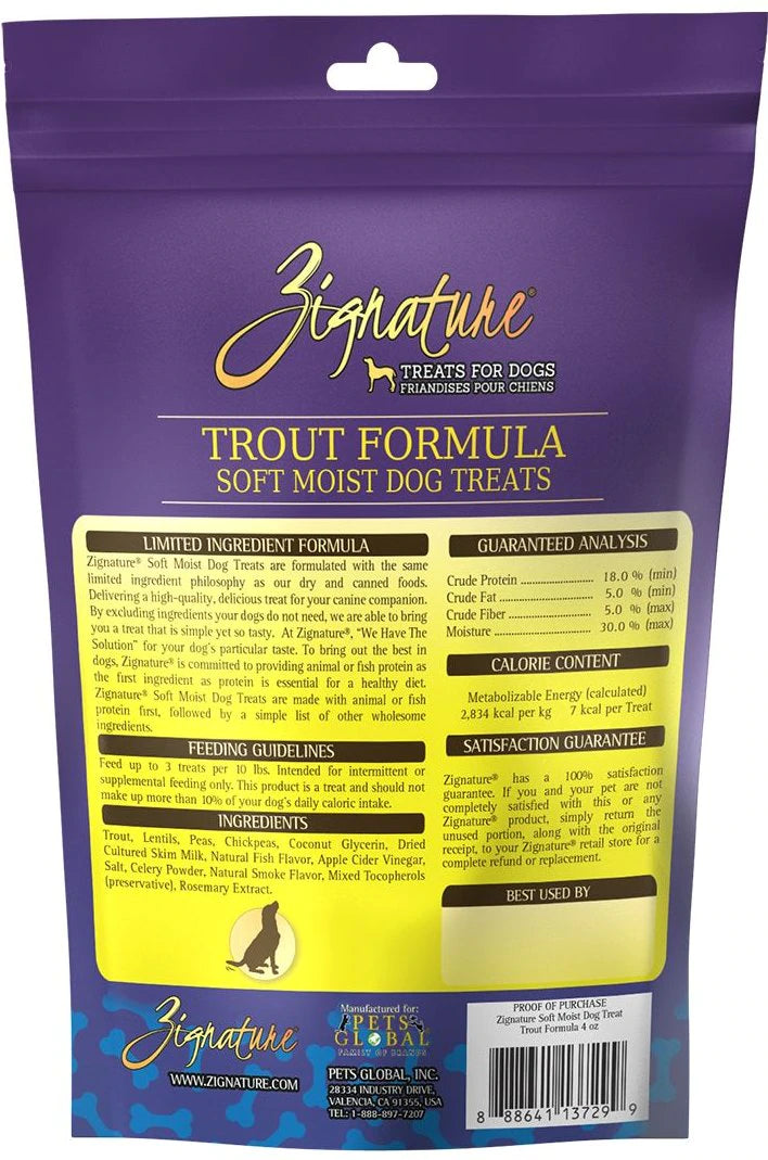 Zignature Trout Formula Soft & Chewy Dog Treats 4 oz - Mutts & Co.