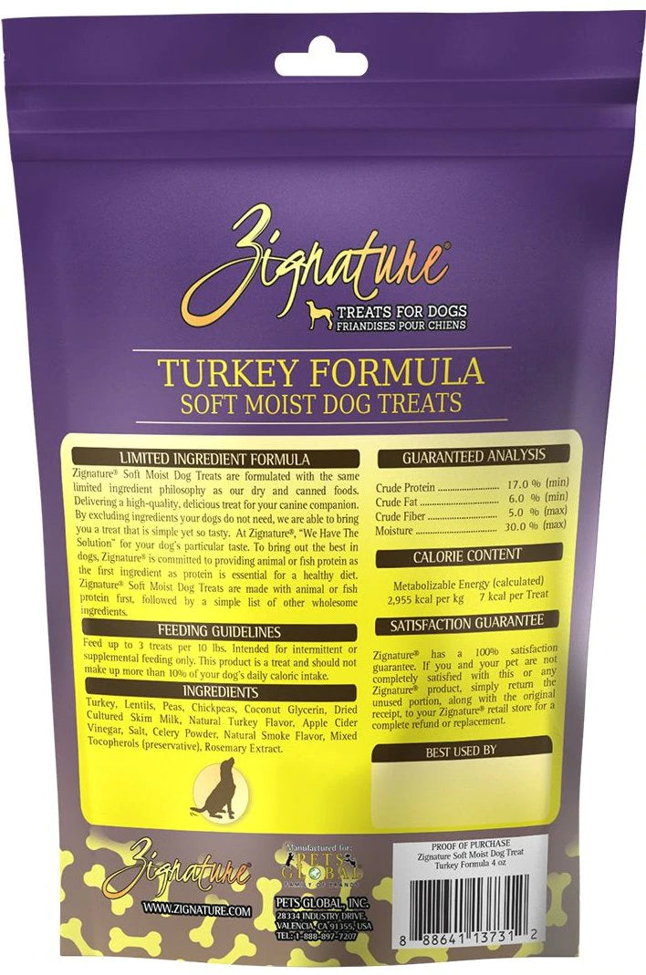 Zignature Turkey Formula Soft & Chewy Dog Treats 4 oz - Mutts & Co.