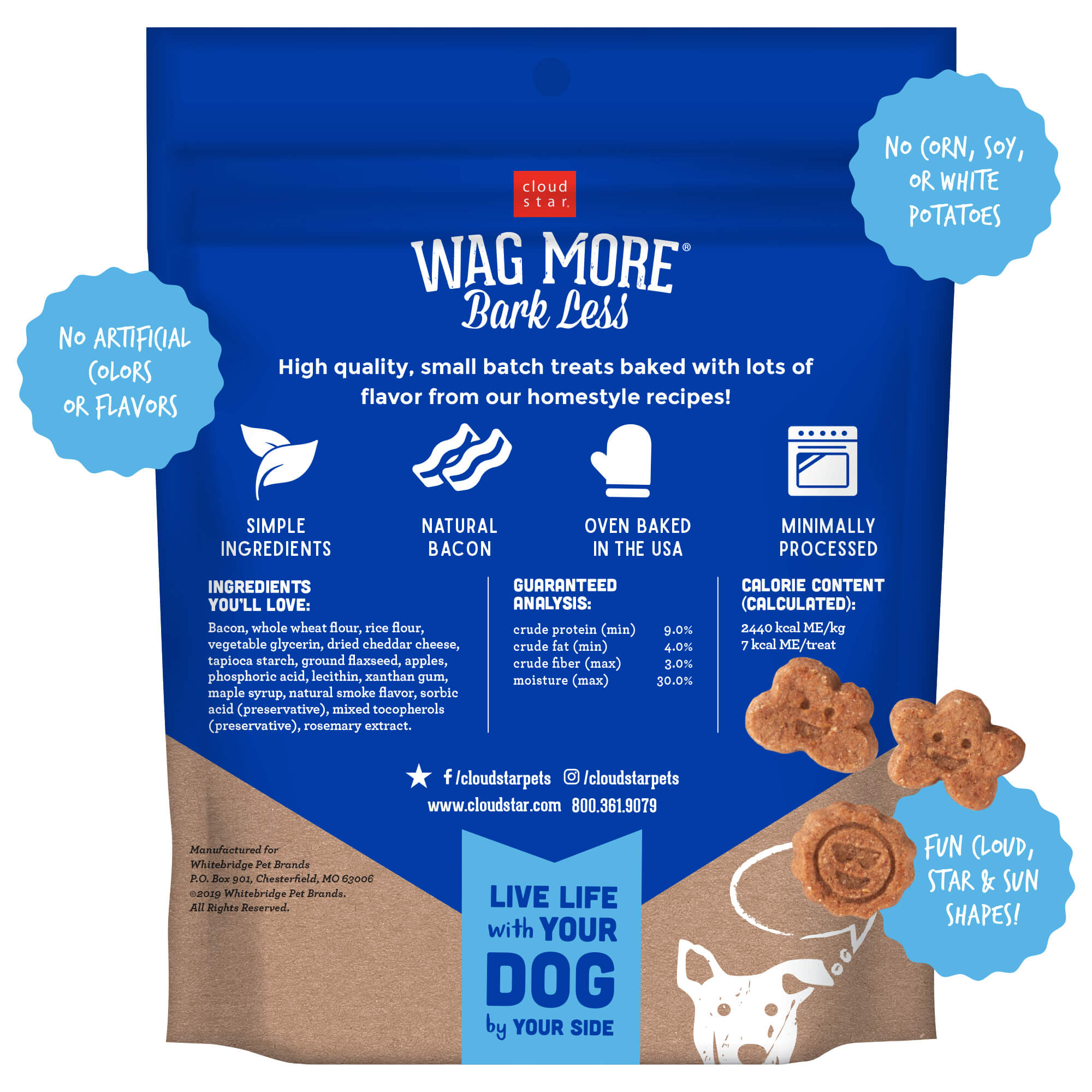 Cloud Star Wag More Bark Less Soft & Chewy with Bacon, Cheese & Apples Dog Treats 6 oz - Mutts & Co.