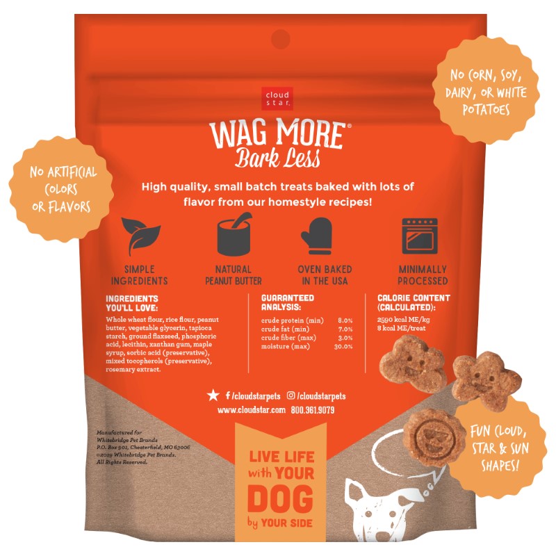 Cloud Star Wag More Bark Less Soft & Chewy with Creamy Peanut Butter Dog Treats 6 oz - Mutts & Co.
