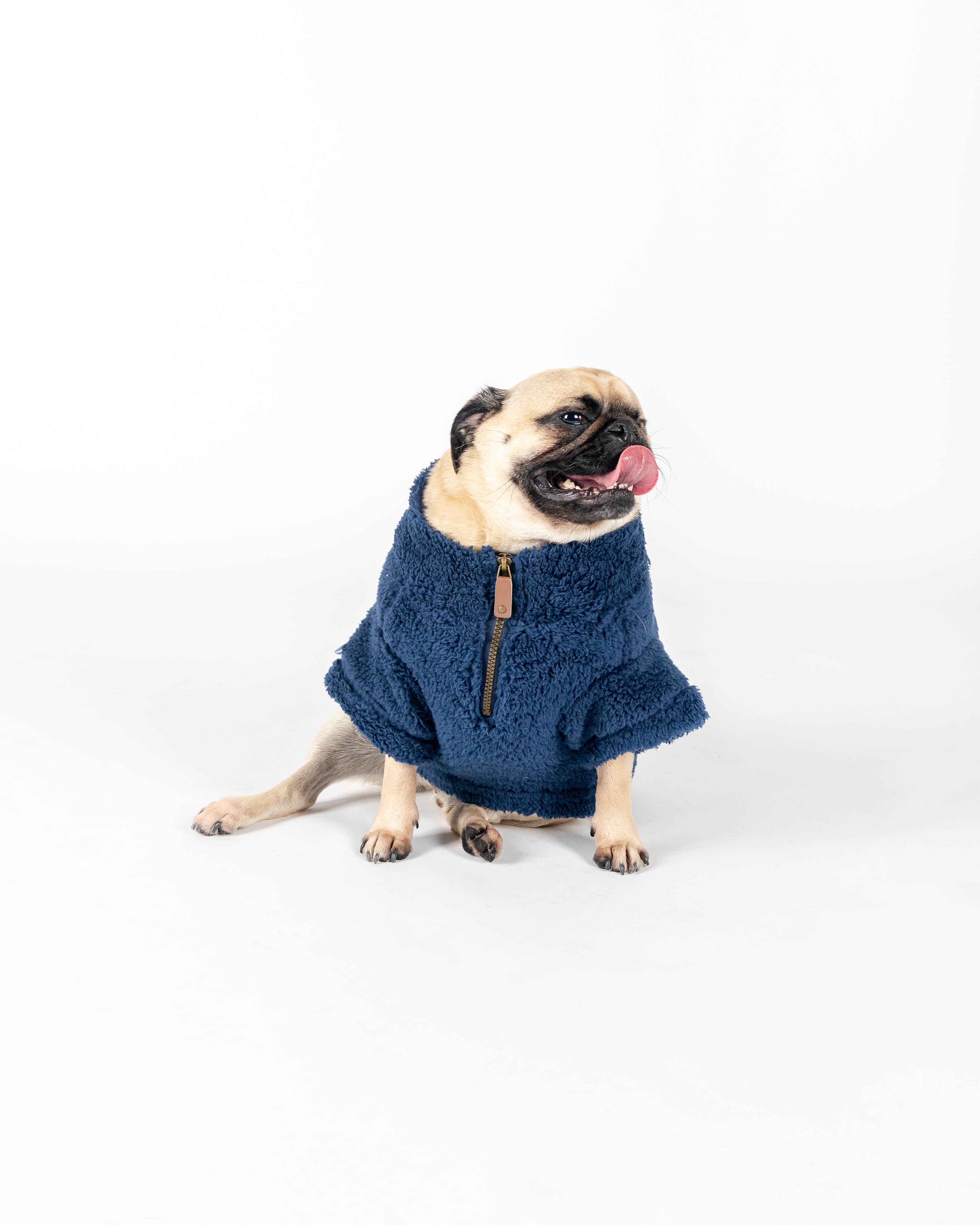 The Worthy Dog Solid Quarter Zip Pullover- Navy - Mutts & Co.