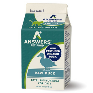 Answers Pet Food Detailed Formula Duck Raw Frozen Cat Food 1 lb Carton