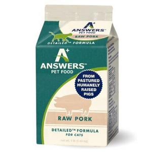 Answers Pet Food Detailed Formula Pork Raw Frozen Cat Food 1 lb Carton - Mutts & Co.