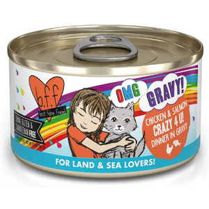 BFF OMG Chicken & Salmon Crazy 4 U Dinner in Gravy Wet Canned Cat Food - Mutts & Co.