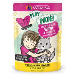 BFF Play Pate' Chicken & Duck Destiny Dinner in a Hydrating Puree Wet Cat Food Pouches 3oz
