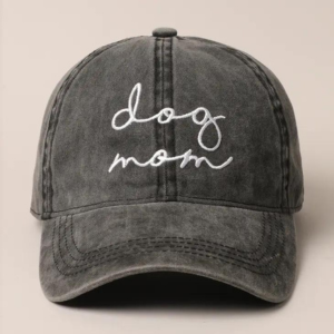 Fashion City Dog Mom Script Lettering Embroidery Baseball Cap One Size Assorted Colors - Mutts & Co.