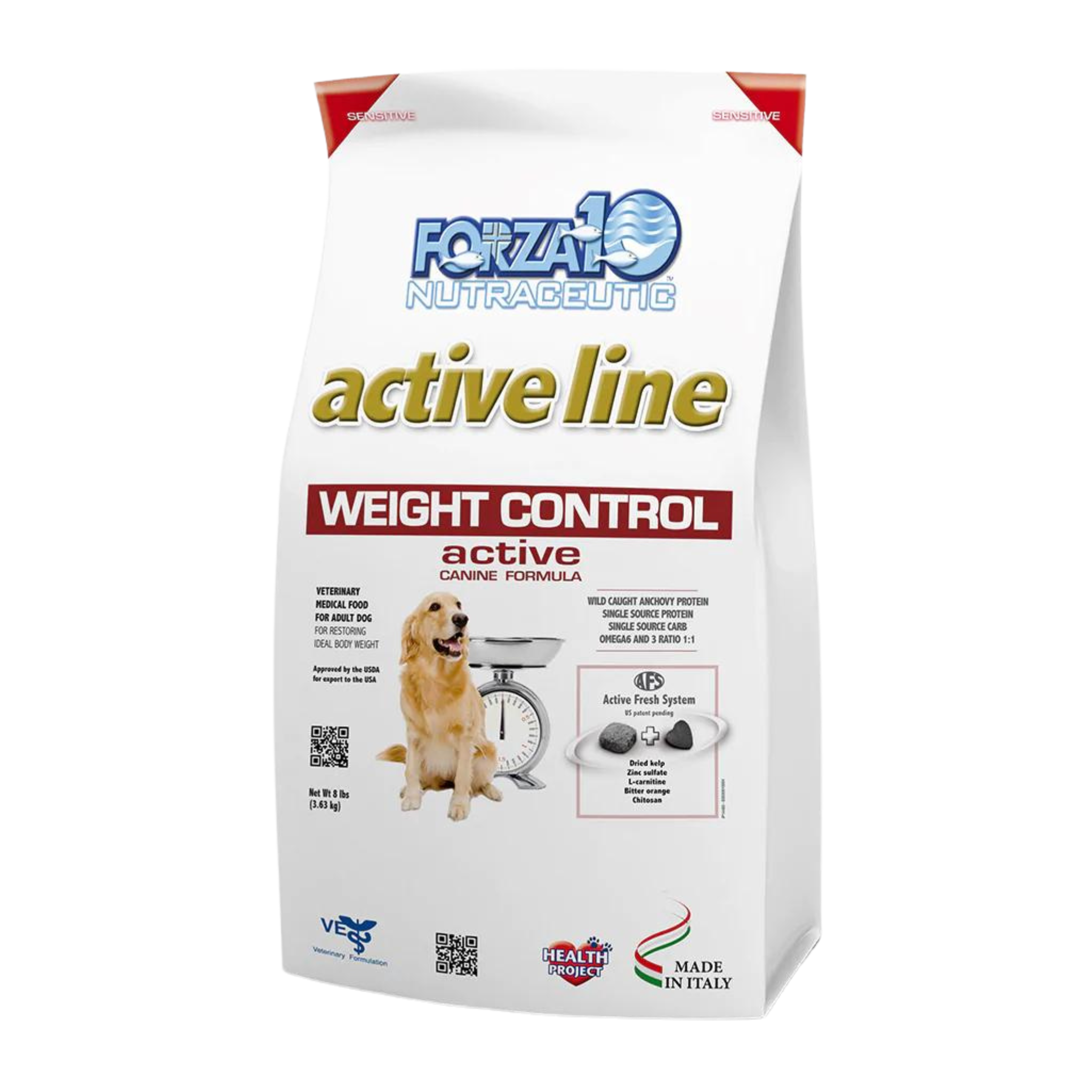 Forza10 Nutraceutic Active Line Weight Control Diet Dry Dog Food bag 8 lbs