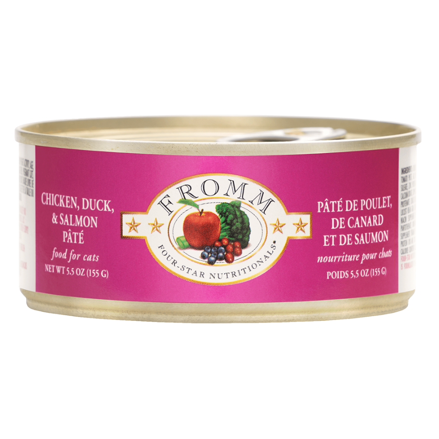 Fromm Four-Star Chicken, Duck & Salmon Pate Canned Cat Food, 5-oz - Mutts & Co.
