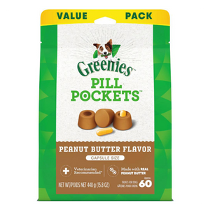 Greenies Pill Pockets Canine Peanut Butter Flavor Dog Treats, 60 Capsules