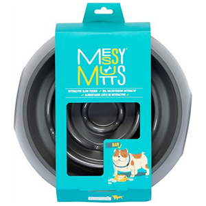 Messy Mutts Interactive Slow Feeder Dog & Cat Bowl Grey
