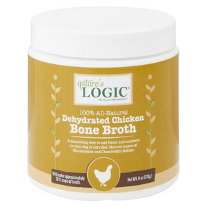 Nature's Logic Dehydrated Chicken Bone Broth Dog & Cat Food Topper, 6-oz tub - Mutts & Co.