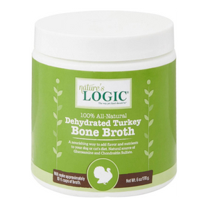 Nature's Logic Dehydrated Turkey Bone Broth Dog & Cat Food Topper, 6-oz tub - Mutts & Co.