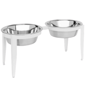 Pets Stop Vision Indoor/Outdoor Double Diner Pet Bowl Set White - Mutts & Co.
