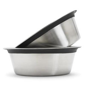Pets Stop Food-Safe Stainless Steel Dog Bowl with Rubber Rim