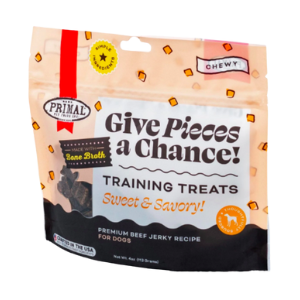 Primal Give Pieces A Chance Jerky Beef w/ Bone Broth Dog Treats 4 oz - Mutts & Co.