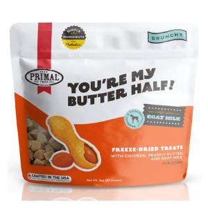 Primal You're My Butter Half Freeze-Dried Chicken, Peanut Butter & Goat Milk Dog Treats 2 oz