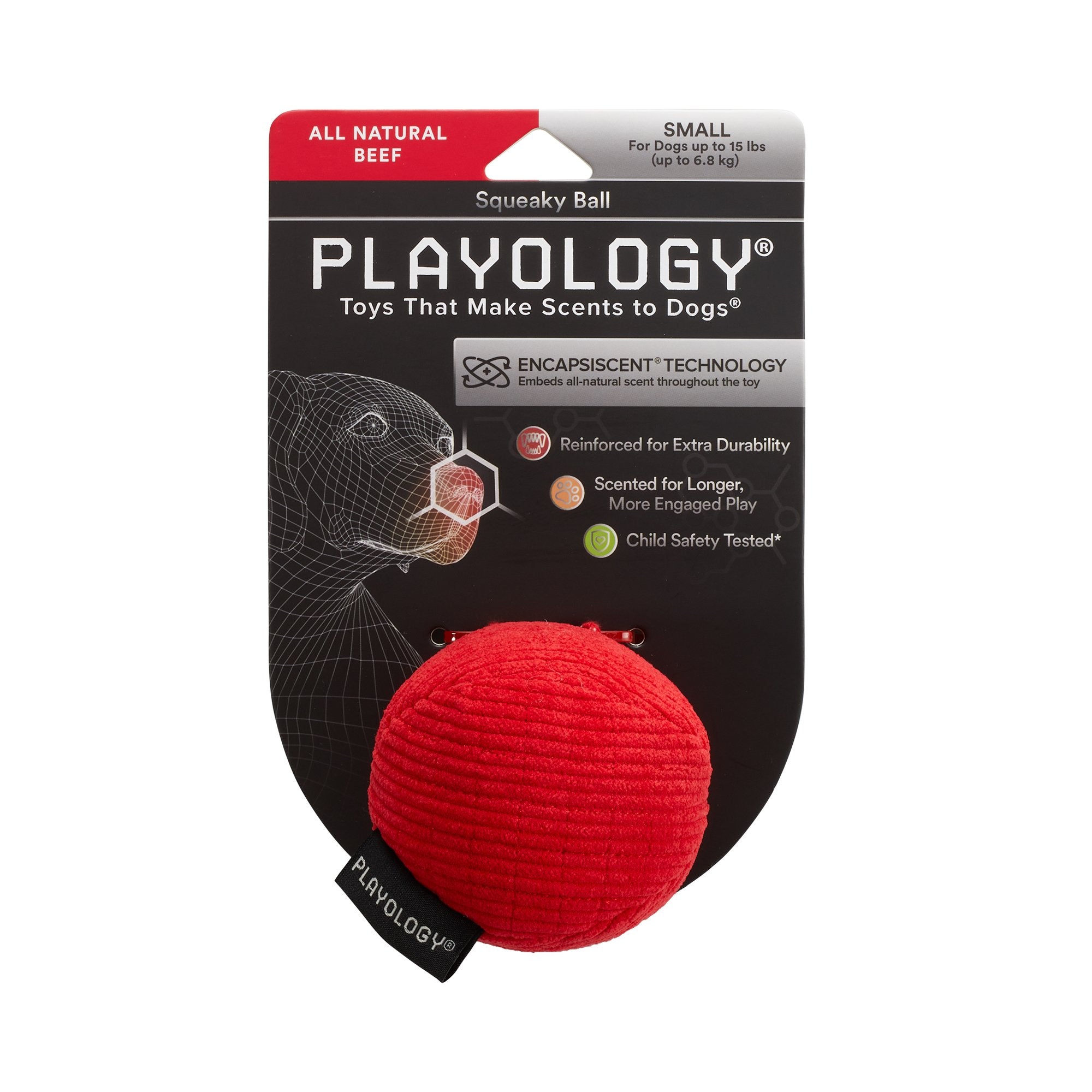 Playology Plush Squeaky Ball Dog Toy Beef - Mutts & Co.