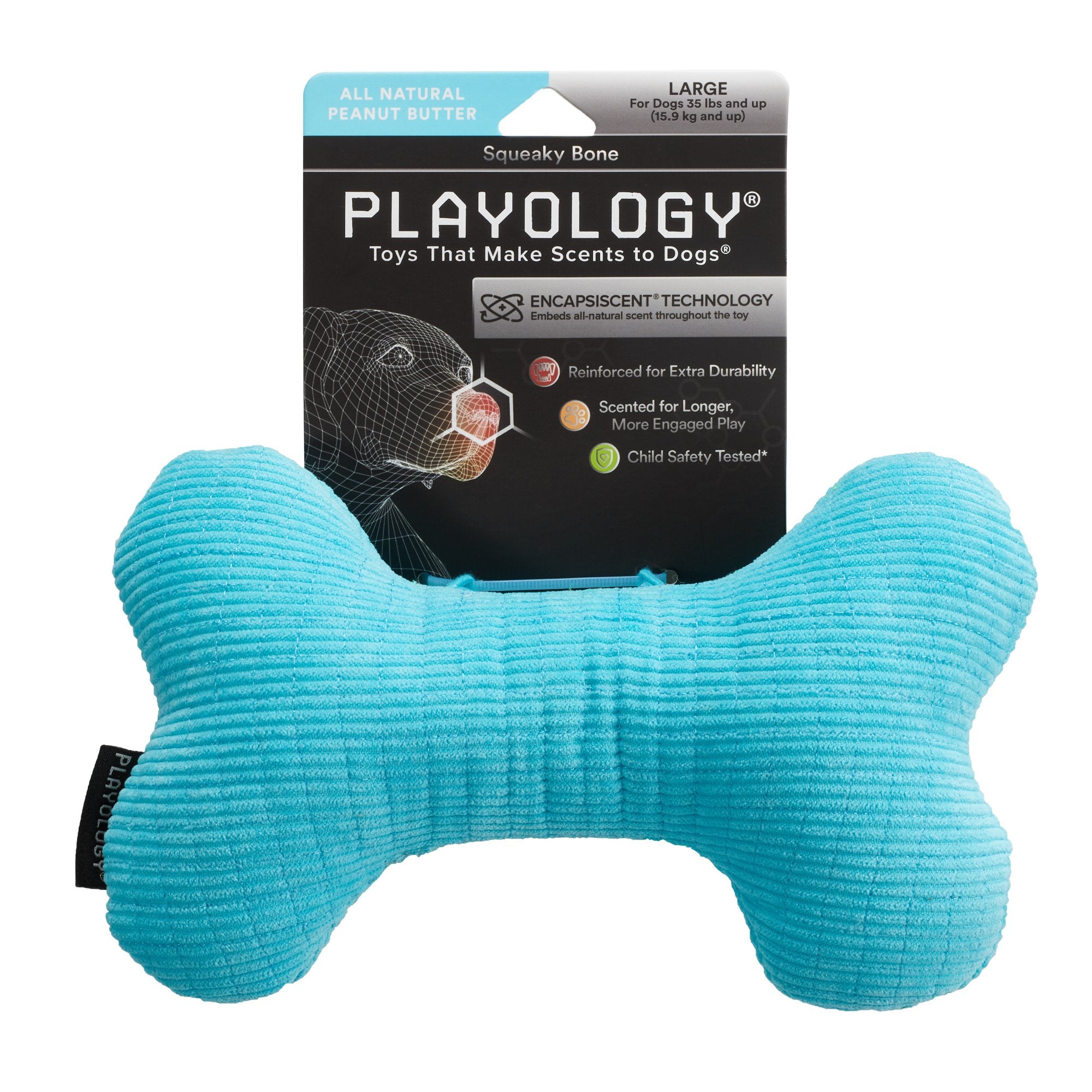 Playology Plush Squeaky Bone Dog Toy Peanut Butter - Mutts & Co.