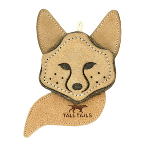 Tall Tails 4" Natural Leather Fox Dog Toy - Mutts & Co.