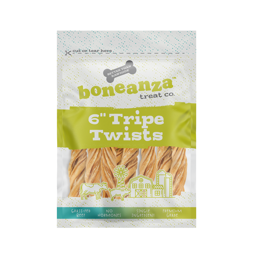 Boneanza Treat Co. Beef Tripe Twist 6" 8pk - Mutts & Co.