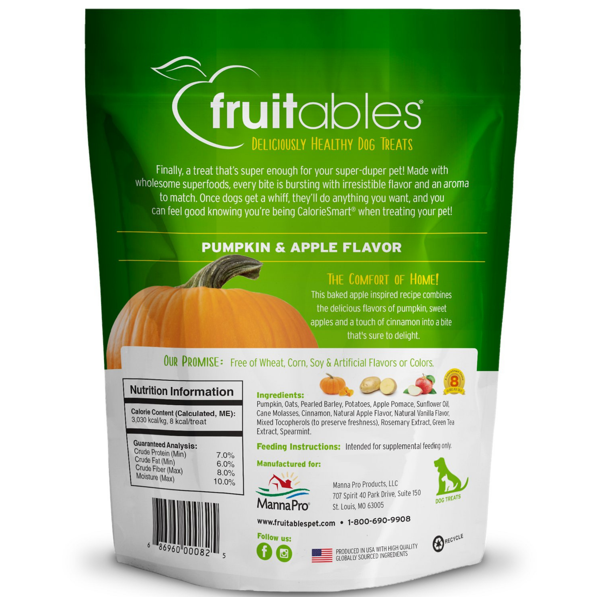 Fruitables Pumpkin & Apple Flavor Crunchy Dog Treats 7oz - Mutts & Co.