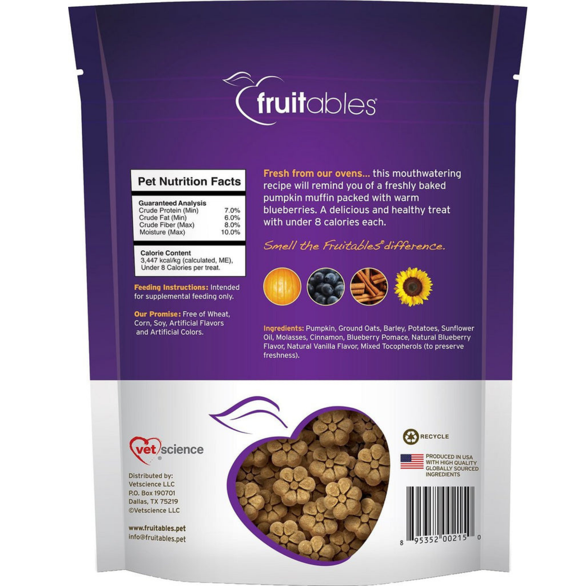 Fruitables Pumpkin & Blueberry Flavor Crunchy Dog Treats 7oz - Mutts & Co.