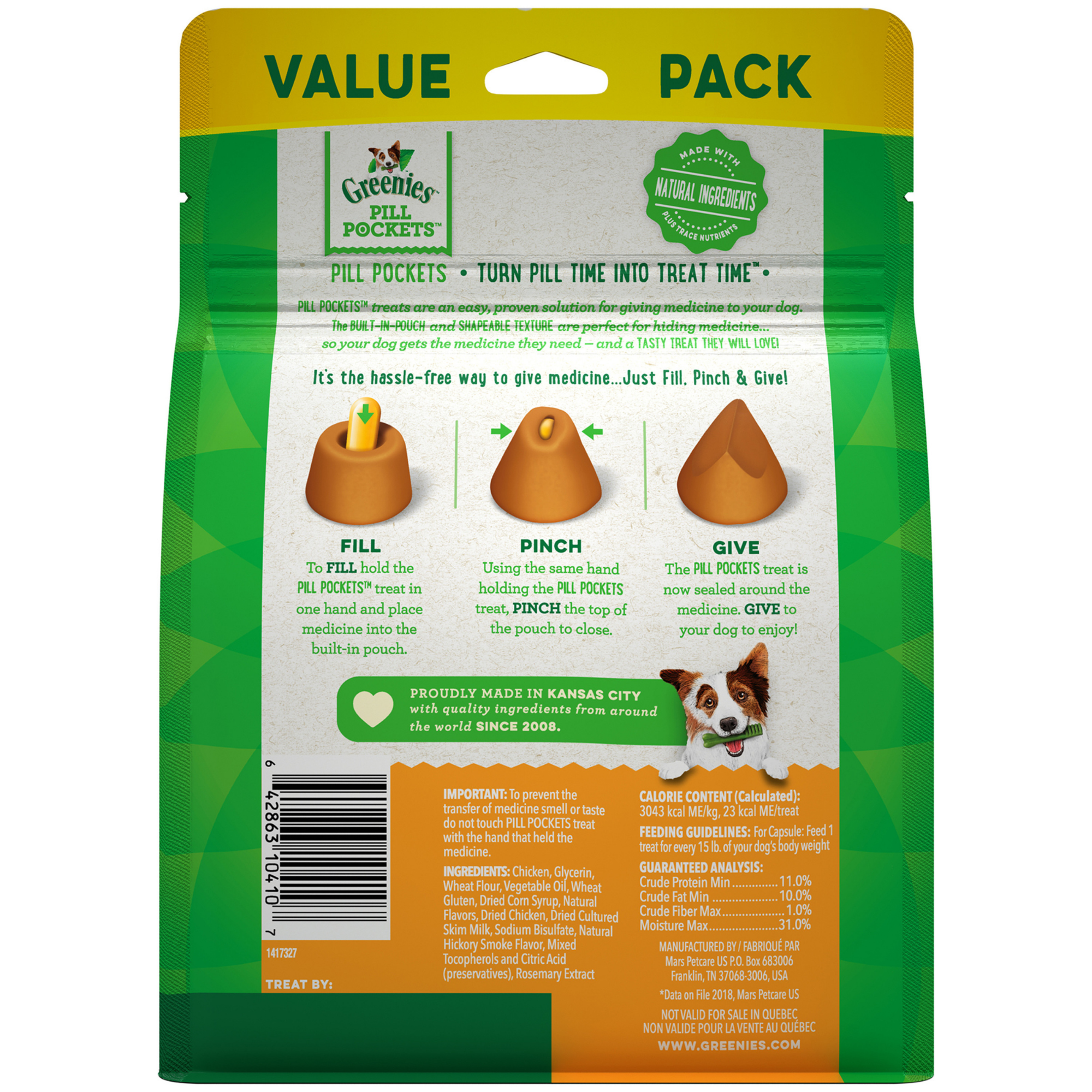 Greenies Pill Pockets Canine Chicken Flavor Dog Treats, 60 Capsules - Mutts & Co.