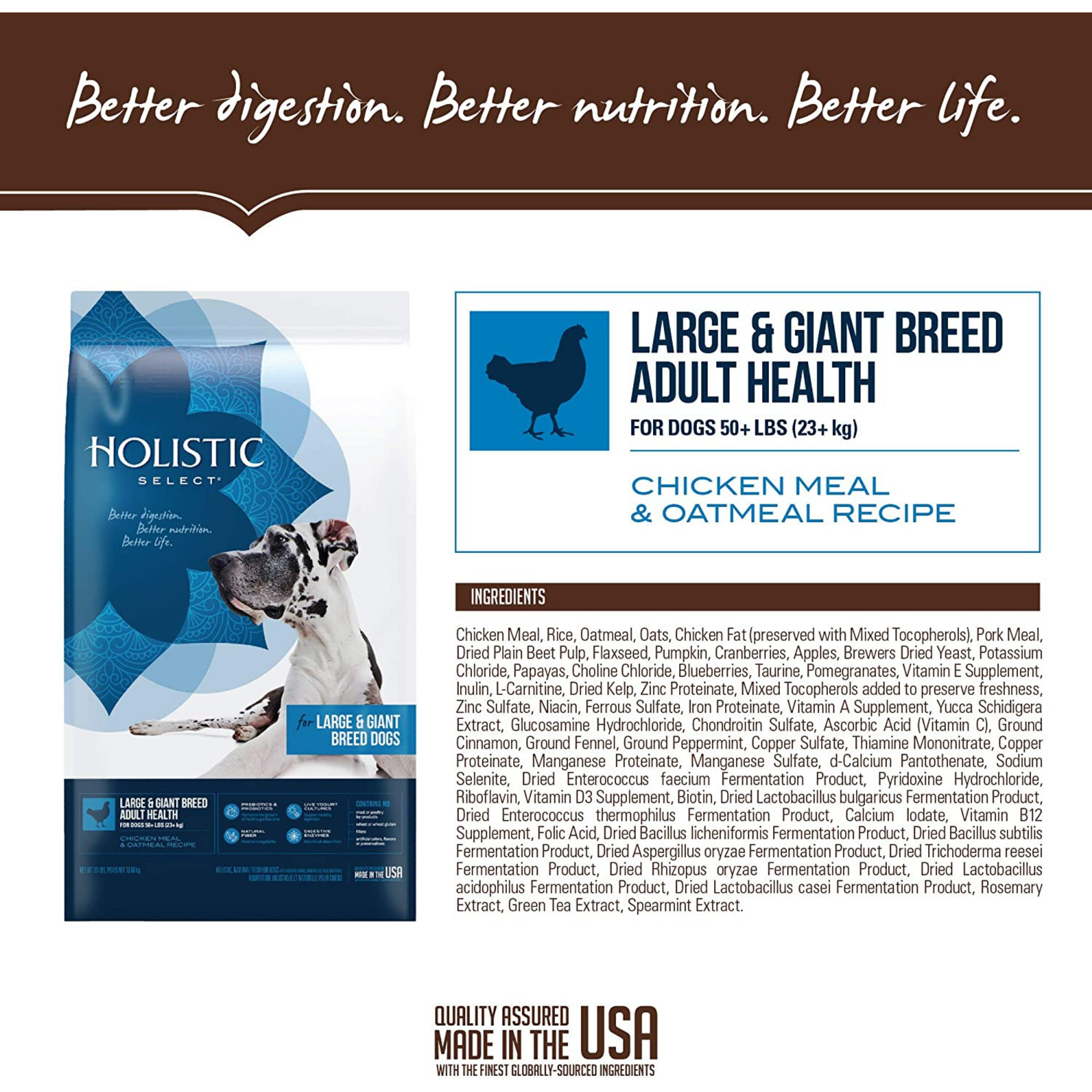 Holistic Select Large & Giant Breed Adult Health Chicken Meal & Oatmeal Recipe Dry Dog Food - Mutts & Co.