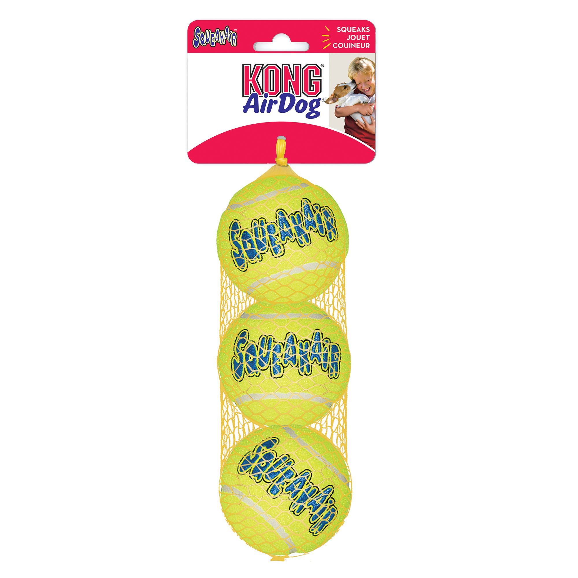 KONG AirDog Squeakair Balls Packs Dog Toy 3pk Medium - Mutts & Co.