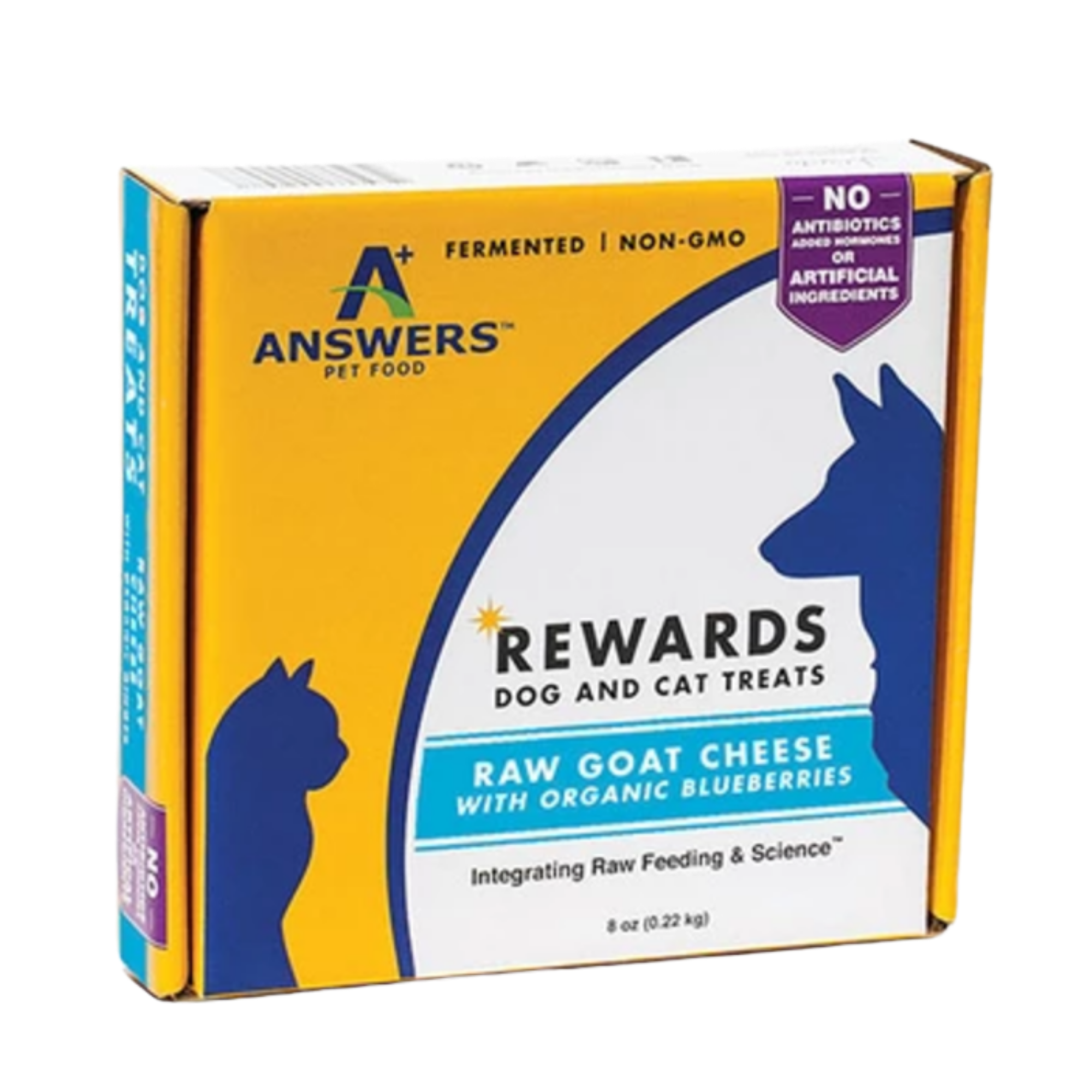 Answers Pet Food Rewards Raw Goat Cheese with Blueberries Treats for Dogs and Cats, 8-oz - Mutts & Co.