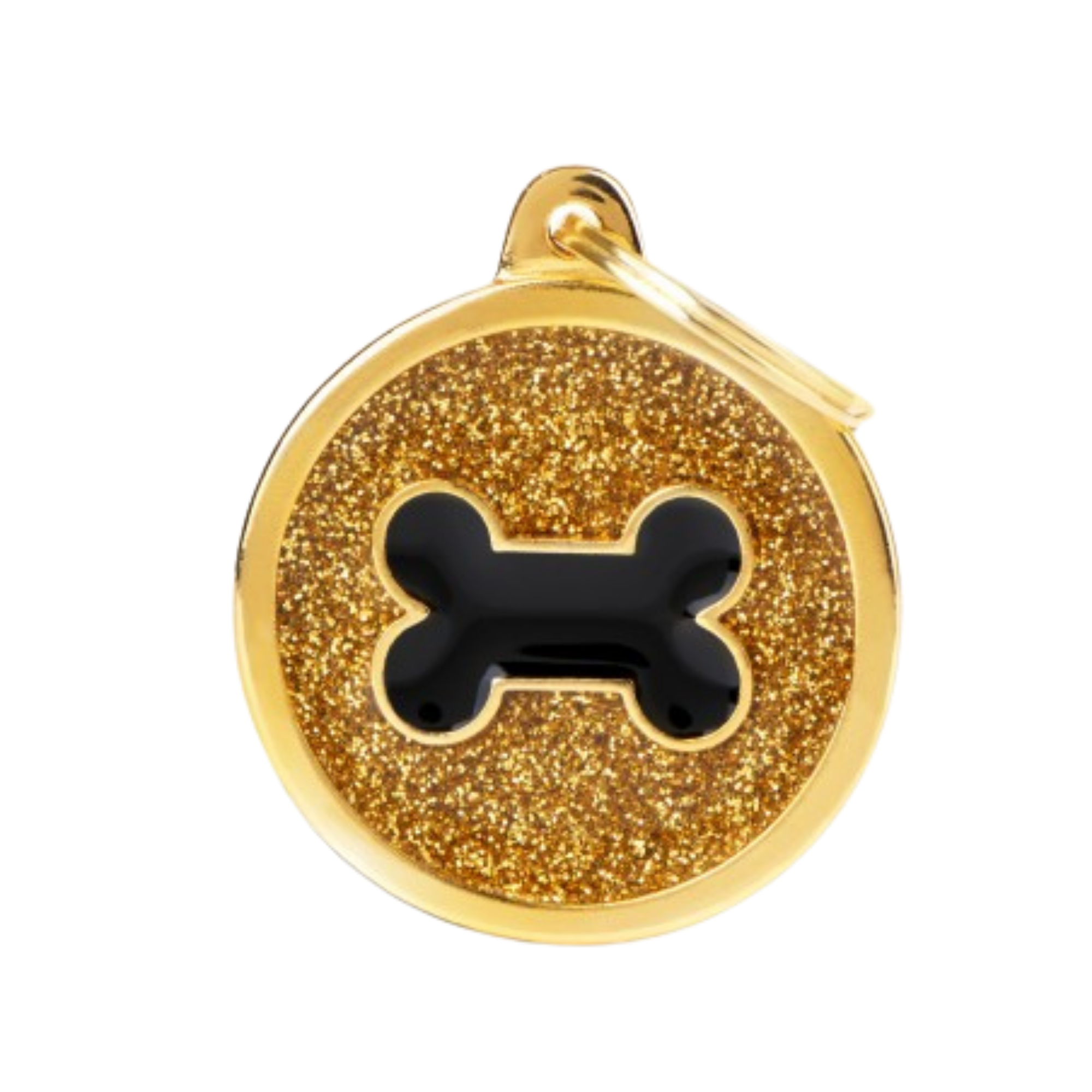 MyFamily Circle Glitter Tag Gold with Black Bone - Mutts & Co.