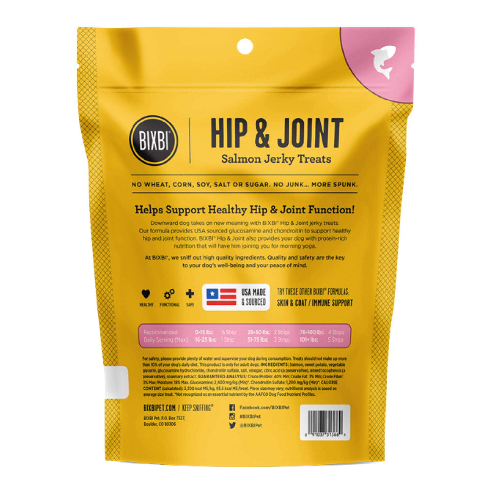 Bixbi Hip & Joint Salmon Jerky Dog Treats - Mutts & Co.