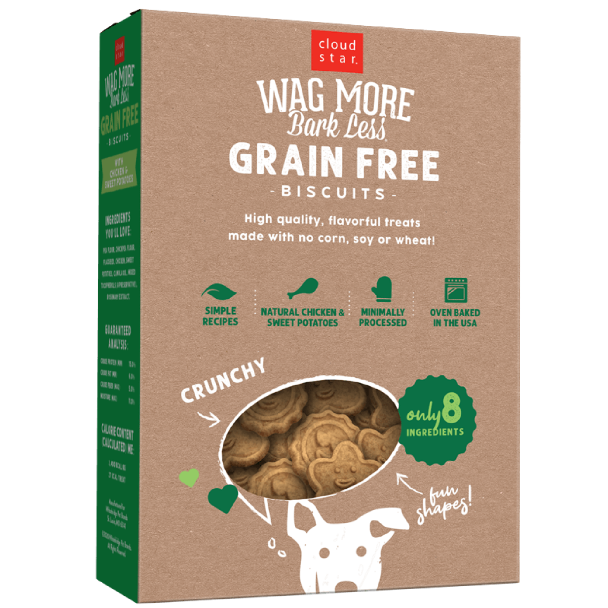 Cloud Star Wag More Bark Less Grain-Free Oven Baked with Chicken & Sweet Potatoes Dog Treats 14 oz - Mutts & Co.