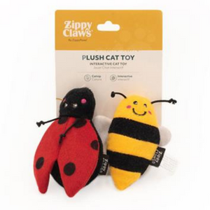 ZippyClaws 2-Pack Catnip Ladybug & Bee Cat Toys - Mutts & Co.