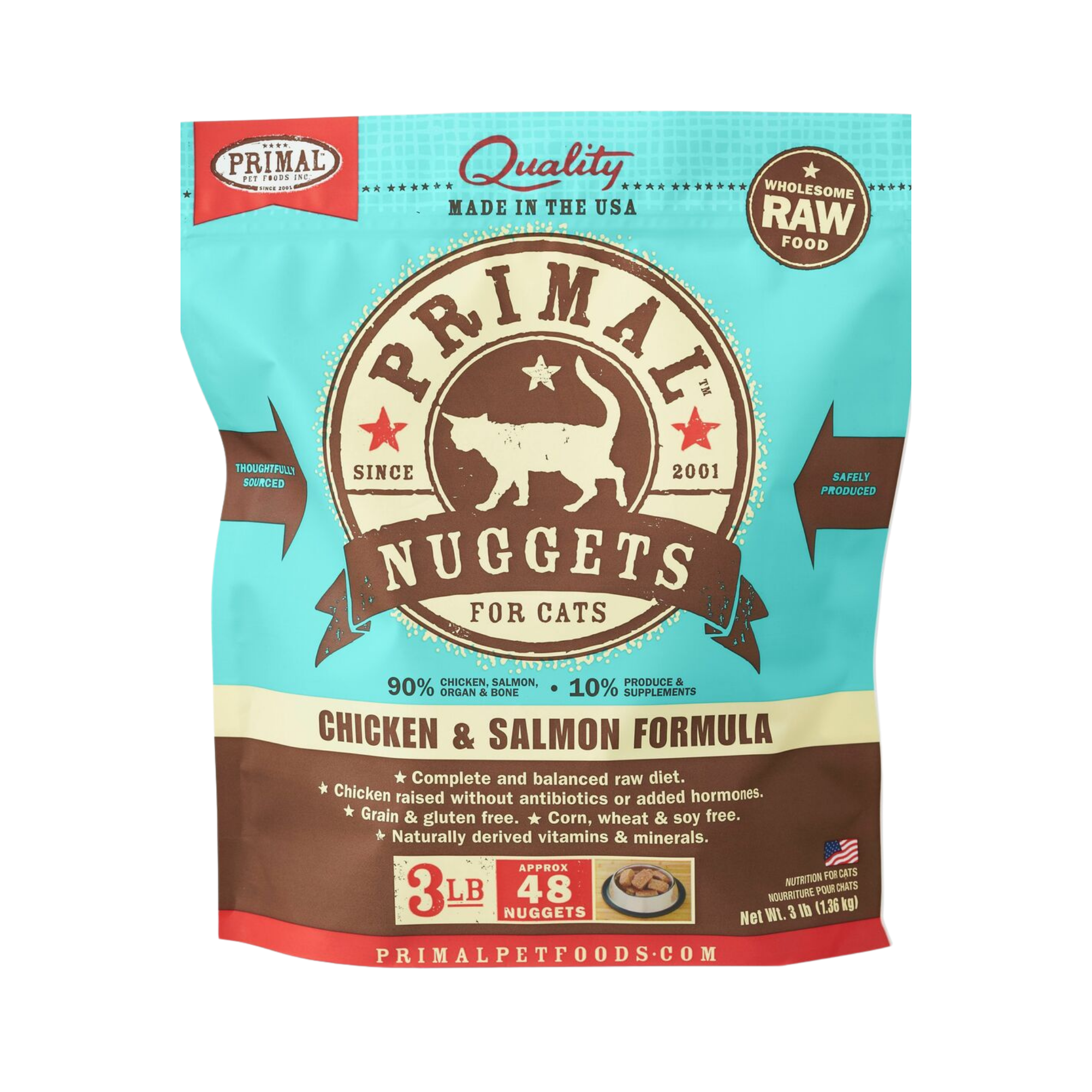 Primal Nuggets Chicken & Salmon Formula Raw Cat Food 3 lbs - Mutts & Co.