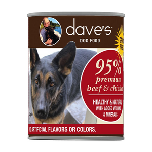 Dave's Pet Food 95% Premium Meats Grain-Free Beef & Chicken Recipe Canned Dog Food, 13-oz - Mutts & Co.